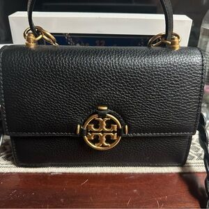 Tory Burch Black Crossbody Bag with Gold Accents